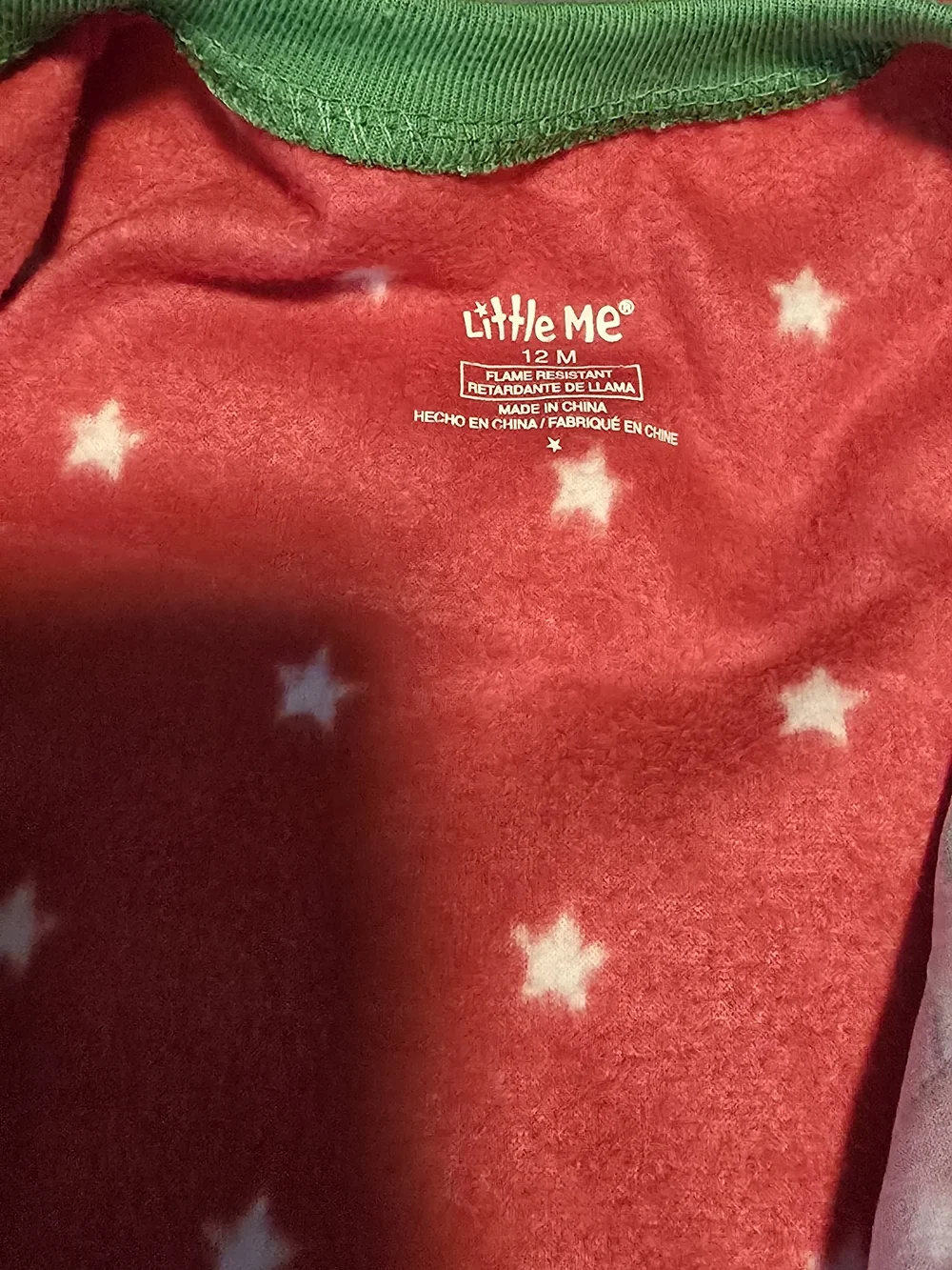 Little Me Red Reindeer Fleece Sleep Sack with Green Trim